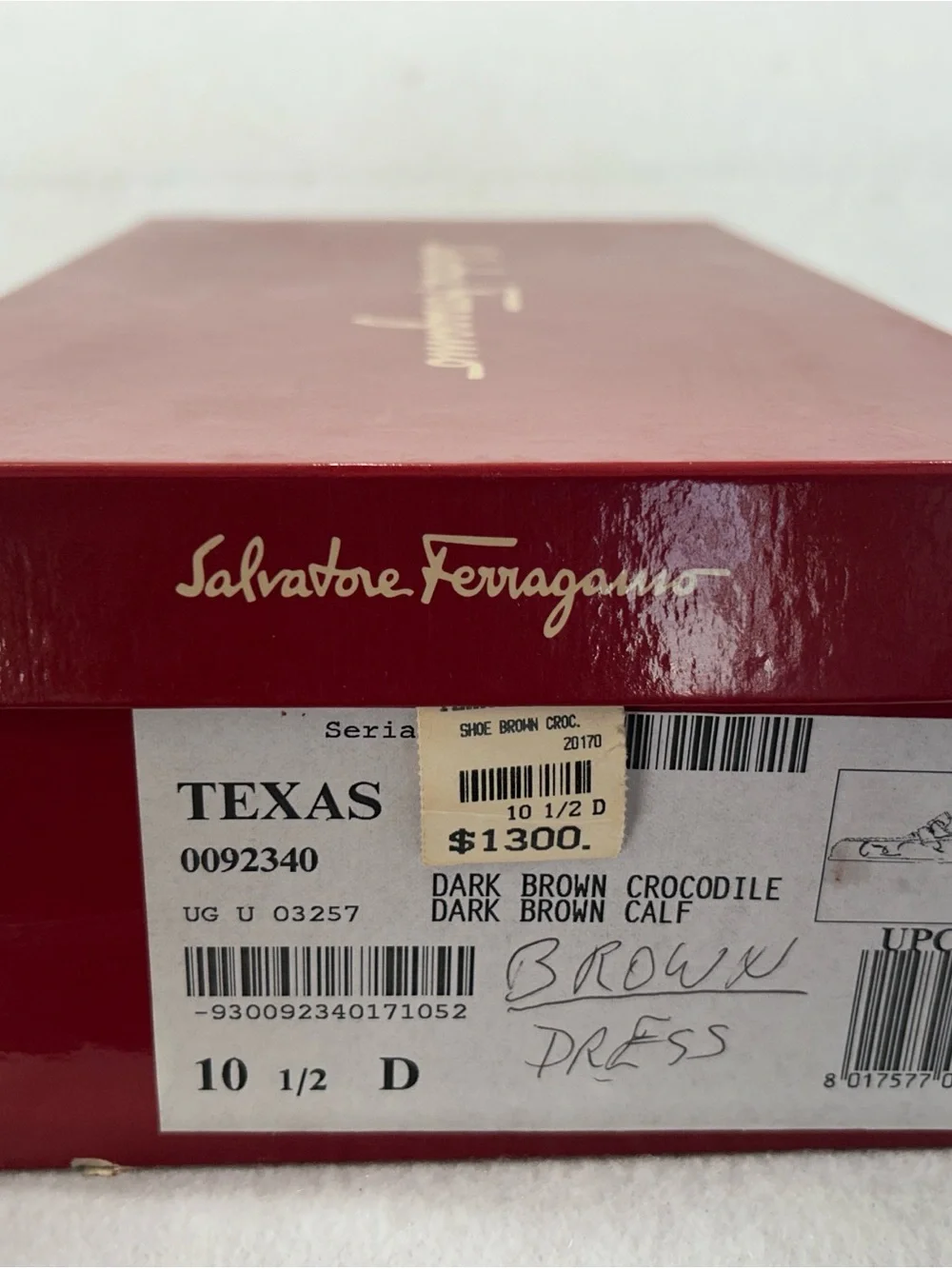 Salvatore Ferragamo Texas Dark Brown Crocodile Penny Loafers Men's 10.5 D Italy